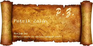 Petrik Zalán névjegykártya
